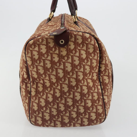 Christian Dior Trotter Canvas Boston Bag Beige Gold Auth 182507