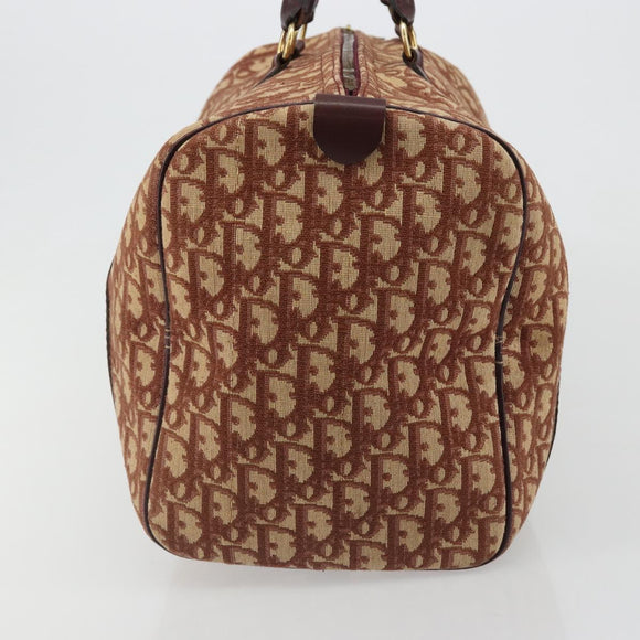 Christian Dior Trotter Canvas Boston Bag Beige Gold Auth 182507