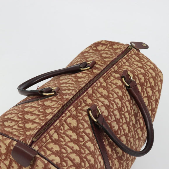 Christian Dior Trotter Canvas Boston Bag Beige Gold Auth 182507