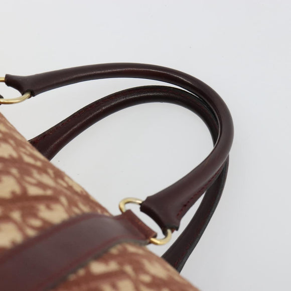 Christian Dior Trotter Canvas Boston Bag Beige Gold Auth 182507