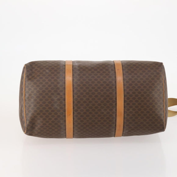 CELINE Macadam Canvas Boston Bag PVC Leather 2way Brown Gold Auth 182509