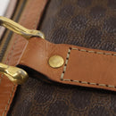 CELINE Macadam Canvas Boston Bag PVC Leather 2way Brown Gold Auth 182509-20