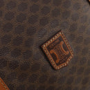 CELINE Macadam Canvas Boston Bag PVC Leather 2way Brown Gold Auth 182509-21