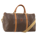 CELINE Macadam Canvas Boston Bag PVC Leather 2way Brown Gold Auth 182509-1