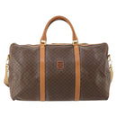 CELINE Macadam Canvas Boston Bag PVC Leather 2way Brown Gold Auth 182509-13