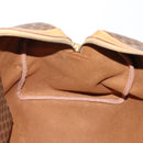 CELINE Macadam Canvas Boston Bag PVC Leather 2way Brown Gold Auth 182509-22