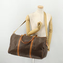 CELINE Macadam Canvas Boston Bag PVC Leather 2way Brown Gold Auth 182509-27
