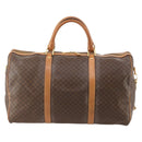 CELINE Macadam Canvas Boston Bag PVC Leather 2way Brown Gold Auth 182509-2