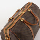 CELINE Macadam Canvas Boston Bag PVC Leather 2way Brown Gold Auth 182509-6