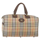 Burberrys Nova Check Boston Bag Canvas Beige Gold Auth 182510-1
