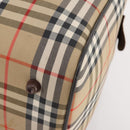 Burberrys Nova Check Boston Bag Canvas Beige Gold Auth 182510-14