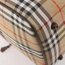 Burberrys Nova Check Boston Bag Canvas Beige Gold Auth 182510-15