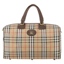 Burberrys Nova Check Boston Bag Canvas Beige Gold Auth 182510-13