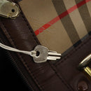 Burberrys Nova Check Boston Bag Canvas Beige Gold Auth 182510-12