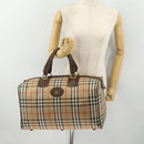 Burberrys Nova Check Boston Bag Canvas Beige Gold Auth 182510-21