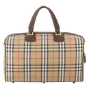 Burberrys Nova Check Boston Bag Canvas Beige Gold Auth 182510-2