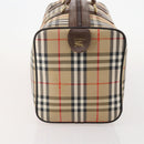 Burberrys Nova Check Boston Bag Canvas Beige Gold Auth 182510-3