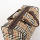 Burberrys Nova Check Boston Bag Canvas Beige Gold Auth 182510-6