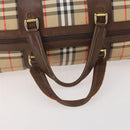 Burberrys Nova Check Boston Bag Canvas Beige Gold Auth 182510-7