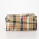 Burberrys Nova Check Boston Bag Canvas Beige Gold Auth 182510-5