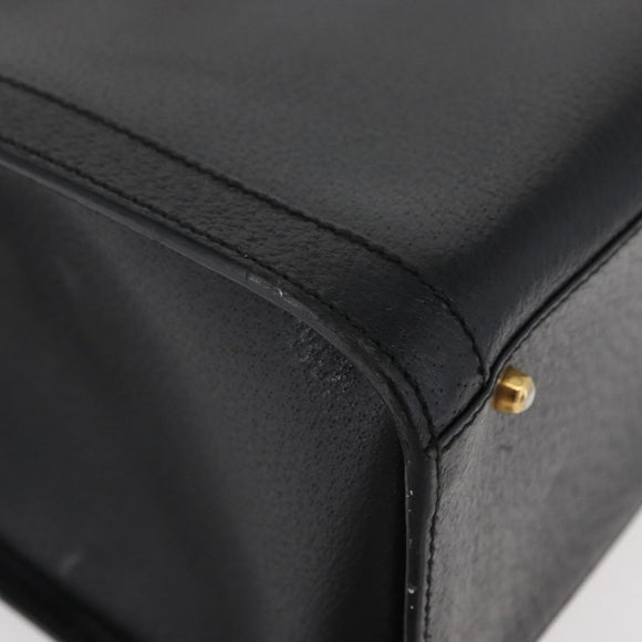 GUCCI Bamboo Hand Bag Leather Black Gold 002 1186 0260 Auth 182511
