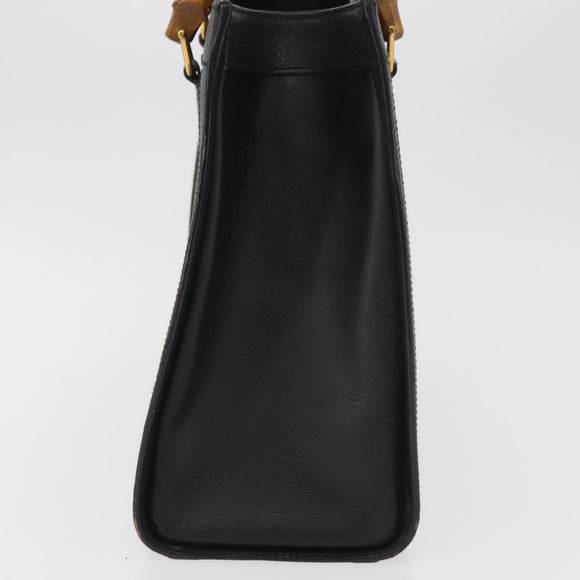 GUCCI Bamboo Hand Bag Leather Black Gold 002 1186 0260 Auth 182511