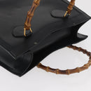 GUCCI Bamboo Hand Bag Leather Black Gold 002 1186 0260 Auth 182511-6