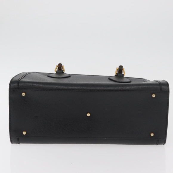 GUCCI Bamboo Hand Bag Leather Black Gold 002 1186 0260 Auth 182511