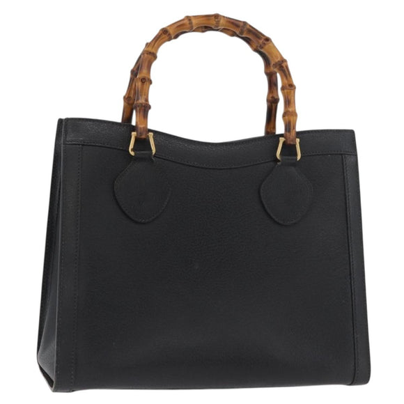 GUCCI Bamboo Handtasche Leder Schwarz Gold 002 2865 0260 Auth 182512