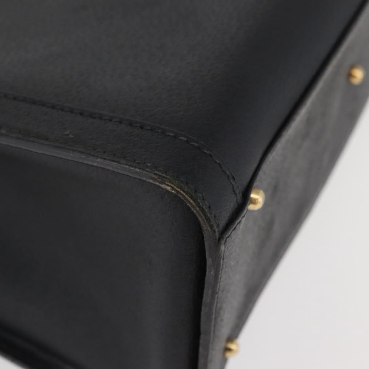 GUCCI Bamboo Hand Bag Leather Black Gold 002 2865 0260 Auth 182512