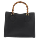 GUCCI Bamboo Handtasche Leder Schwarz Gold 002 2865 0260 Auth 182512-13