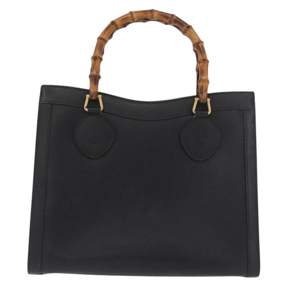 GUCCI Bamboo Handtasche Leder Schwarz Gold 002 2865 0260 Auth 182512