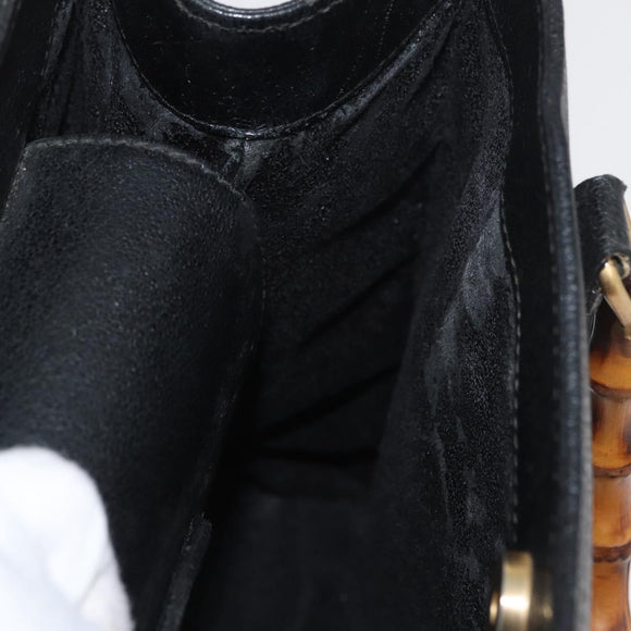 GUCCI Bamboo Handtasche Leder Schwarz Gold 002 2865 0260 Auth 182512