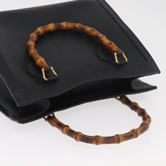GUCCI Bamboo Handtasche Leder Schwarz Gold 002 2865 0260 Auth 182512