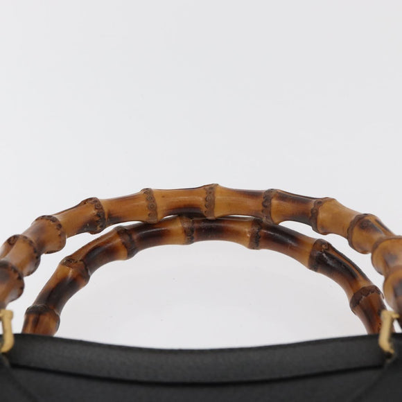 GUCCI Bamboo Handtasche Leder Schwarz Gold 002 2865 0260 Auth 182512