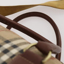 Burberrys Nova Check Boston Bag PVC Leather 2way Beige Gold Auth 182513-14