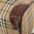 Burberrys Nova Check Boston Bag PVC Leather 2way Beige Gold Auth 182513-10