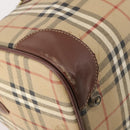 Burberrys Nova Check Boston Bag PVC Leather 2way Beige Gold Auth 182513-15