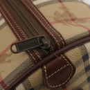 Burberrys Nova Check Boston Bag PVC Leather 2way Beige Gold Auth 182513-19