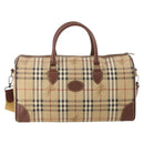 Burberrys Nova Check Boston Bag PVC Leather 2way Beige Gold Auth 182513-13
