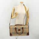 Burberrys Nova Check Boston Bag PVC Leather 2way Beige Gold Auth 182513-24