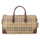 Burberrys Nova Check Boston Bag PVC Leather 2way Beige Gold Auth 182513-2