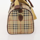 Burberrys Nova Check Boston Bag PVC Leather 2way Beige Gold Auth 182513-3