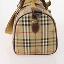 Burberrys Nova Check Boston Bag PVC Leather 2way Beige Gold Auth 182513-4