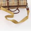 Burberrys Nova Check Boston Bag PVC Leather 2way Beige Gold Auth 182513-7