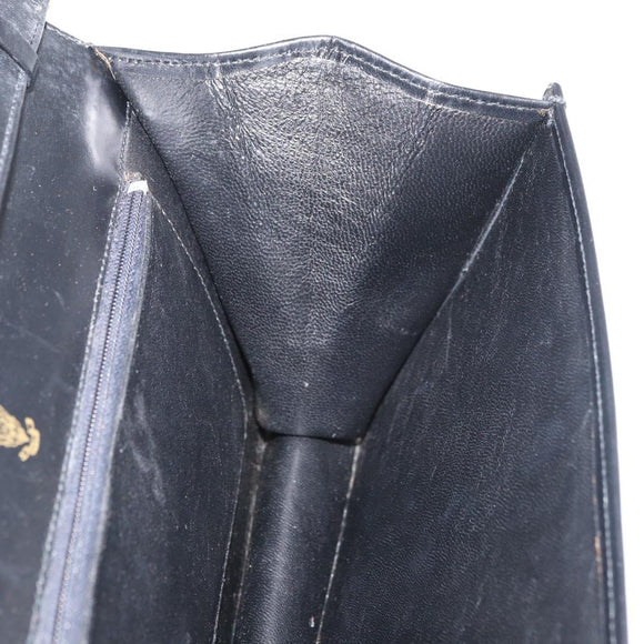 GUCCI Umhängetasche Kette Leder Schwarz Gold Auth 182515