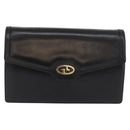 GUCCI Umhängetasche Kette Leder Schwarz Gold Auth 182515-2
