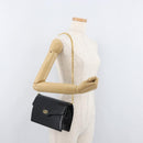 GUCCI Umhängetasche Kette Leder Schwarz Gold Auth 182515-22