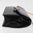 GUCCI Umhängetasche Kette Leder Schwarz Gold Auth 182515-4