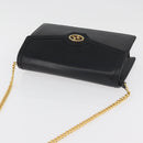 GUCCI Umhängetasche Kette Leder Schwarz Gold Auth 182515-6